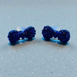 Sparkling Blue Bow Earrings